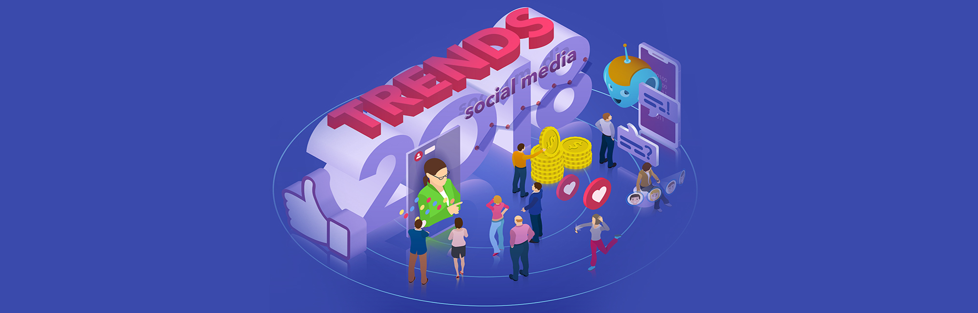 Social-Media-Trends whats big in 2018 with the world of social media graphic