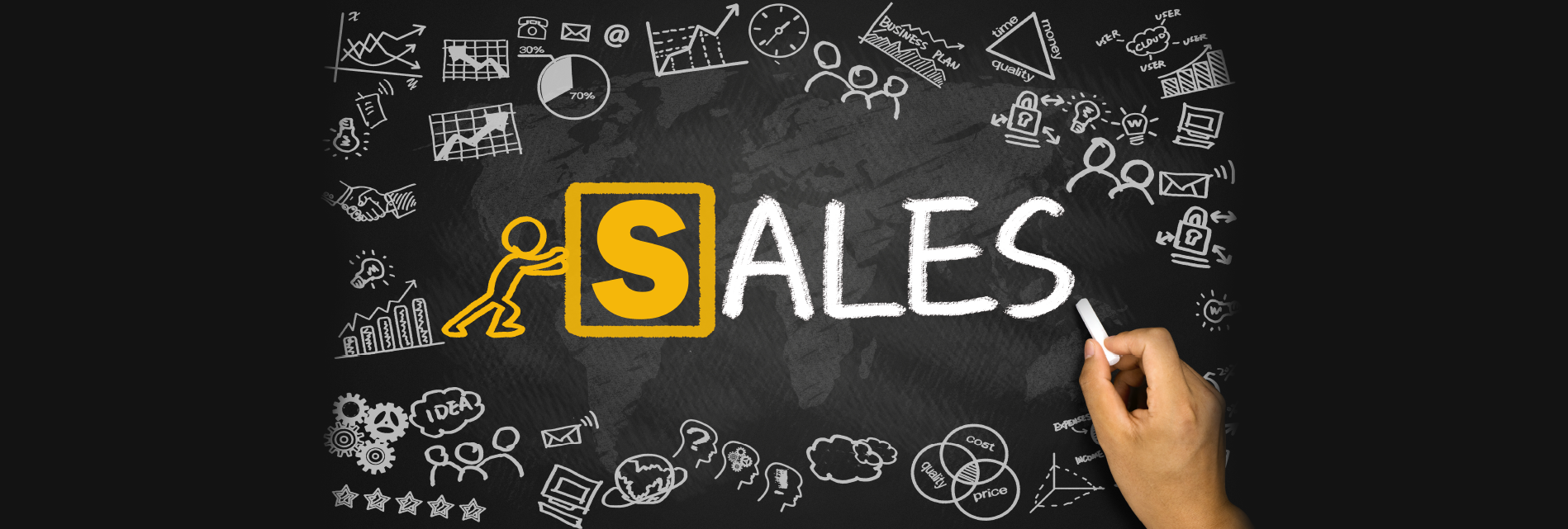 The doors that can be opened with social media opening doors with social media - blackboard image with sales text in the middle